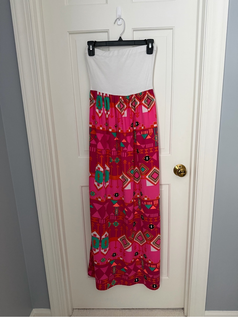 Printed Pink Maxi dress White top